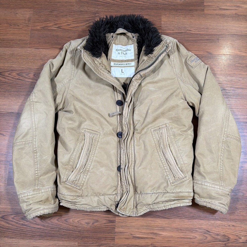 Vintage Abercrombie & Fitch Adirondack Jacket Men's Large Faux Fur Lined Y2K